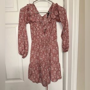 pink floral long sleeve romper